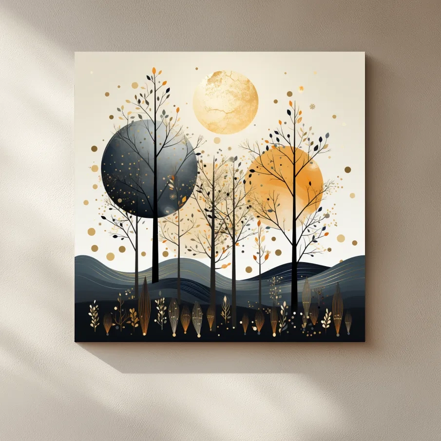 Surreal illustation of a chic boho forest