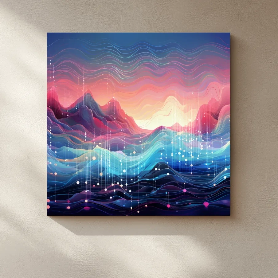 Funky colorful soundwave mountain patterns