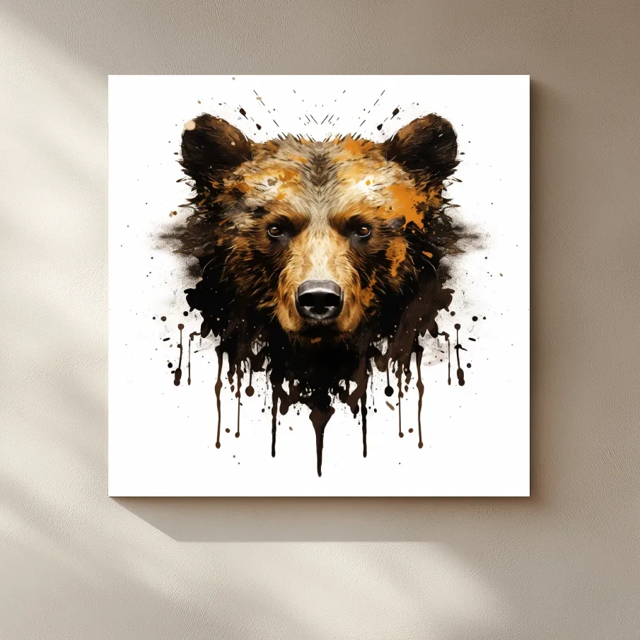 Rorschach inkblot style painting of a bear head