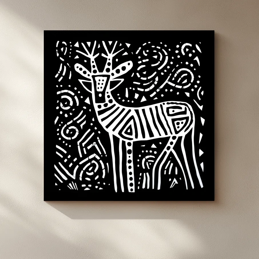 Simple tribal style doodle illustration of a deer