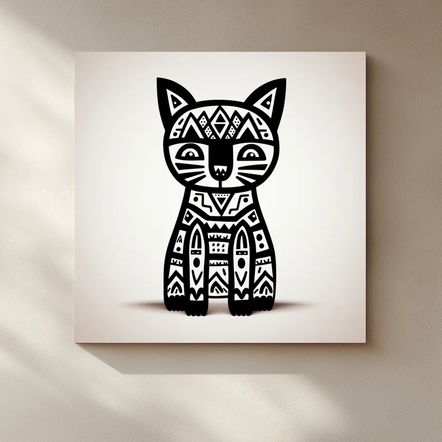 Outline of a quirky cartoon cat, minimal doodle art illustration