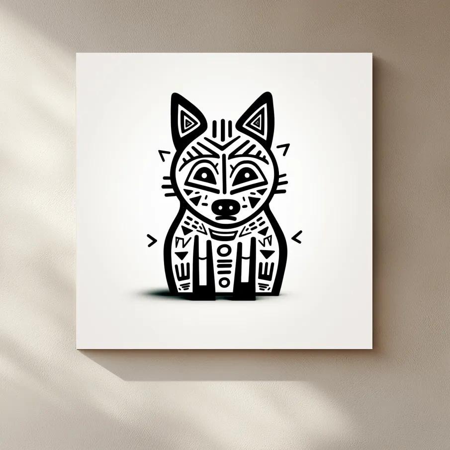 Outline of a cartoon fox, quirky doodle art