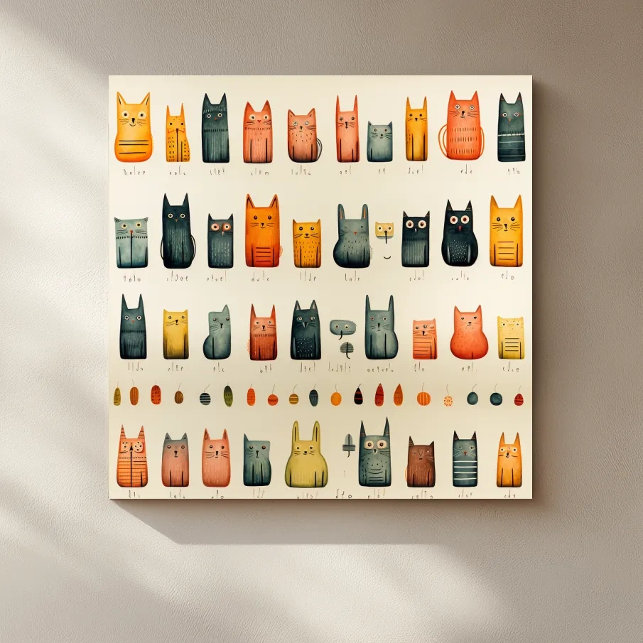 Quirky cats illustration artwork print