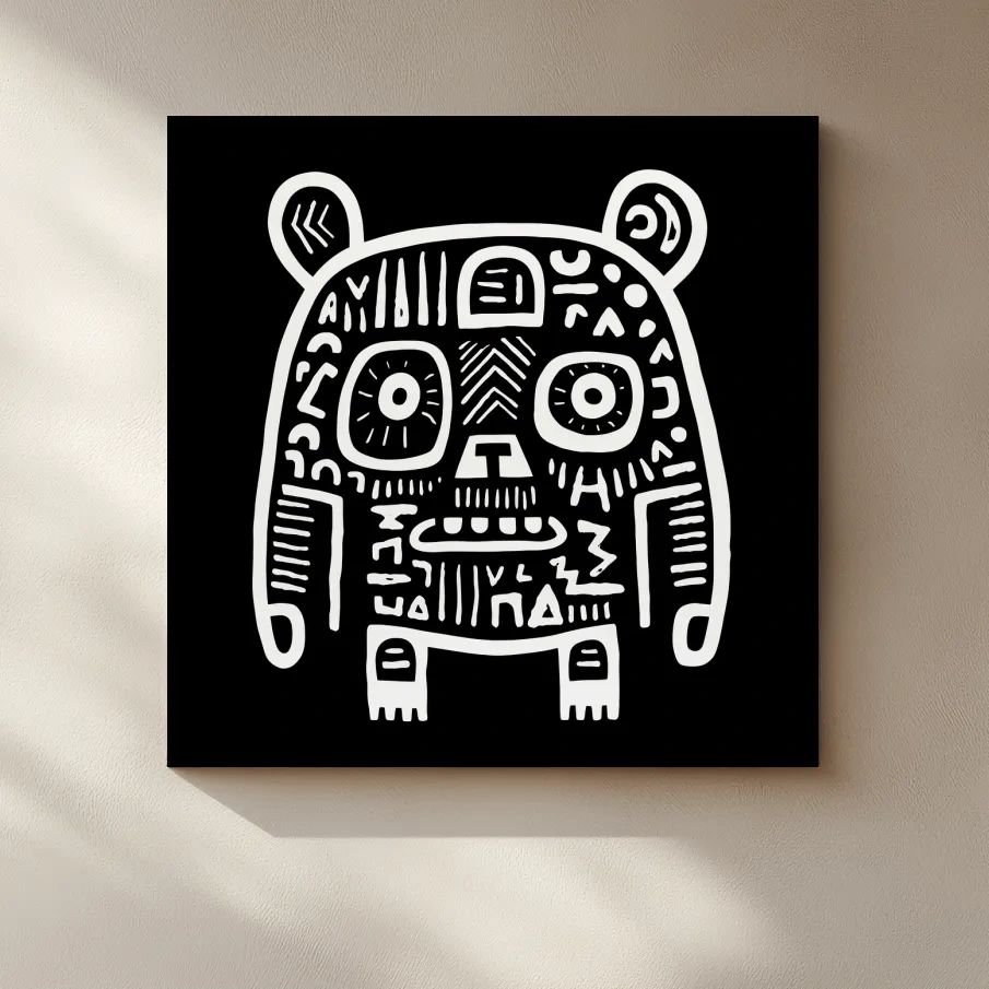 Bear artwork, quirky doodle style illustration
