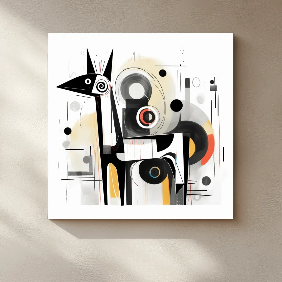 Abstract mid-century style painting of a geometric deer