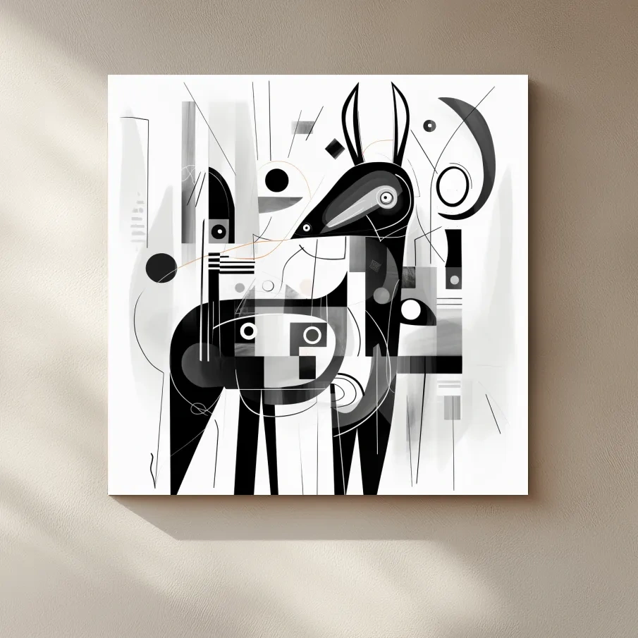 Abstract Geometric Deer Illustration - Mid Century Animal Wall Art