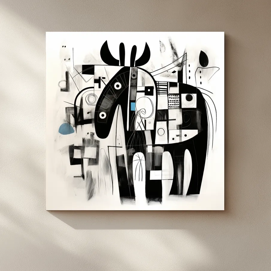 Mid-century abstract style painting of a moose