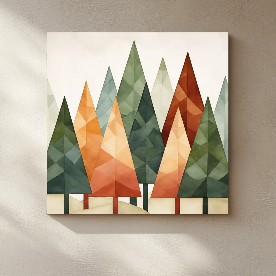 Rustic minimal forest art illustration