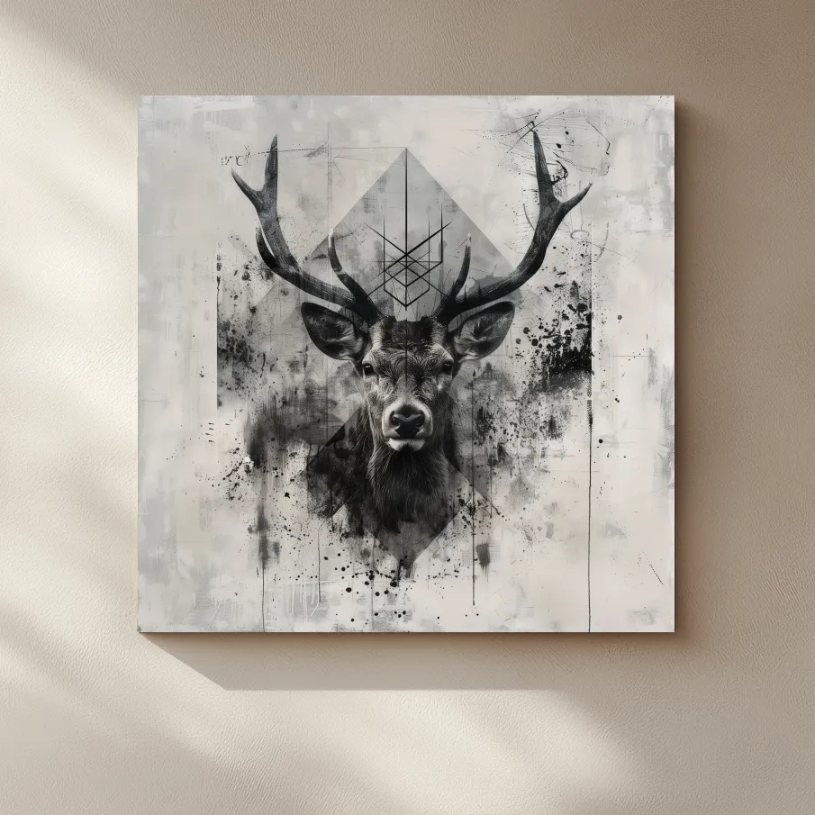 Ornate tribal deer artwork, graffiti tattoo inspired design