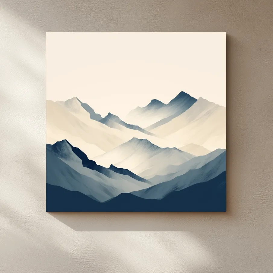 Rustic mountain artwork, minimal mountain shapes