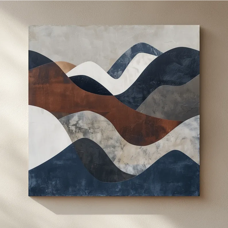 Modern abstract art, rolling mountain patterns wall art painting