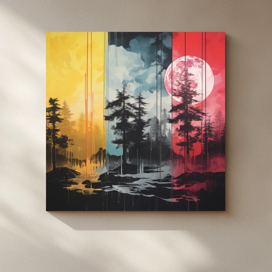Surreal moonlit forest artwork illustration