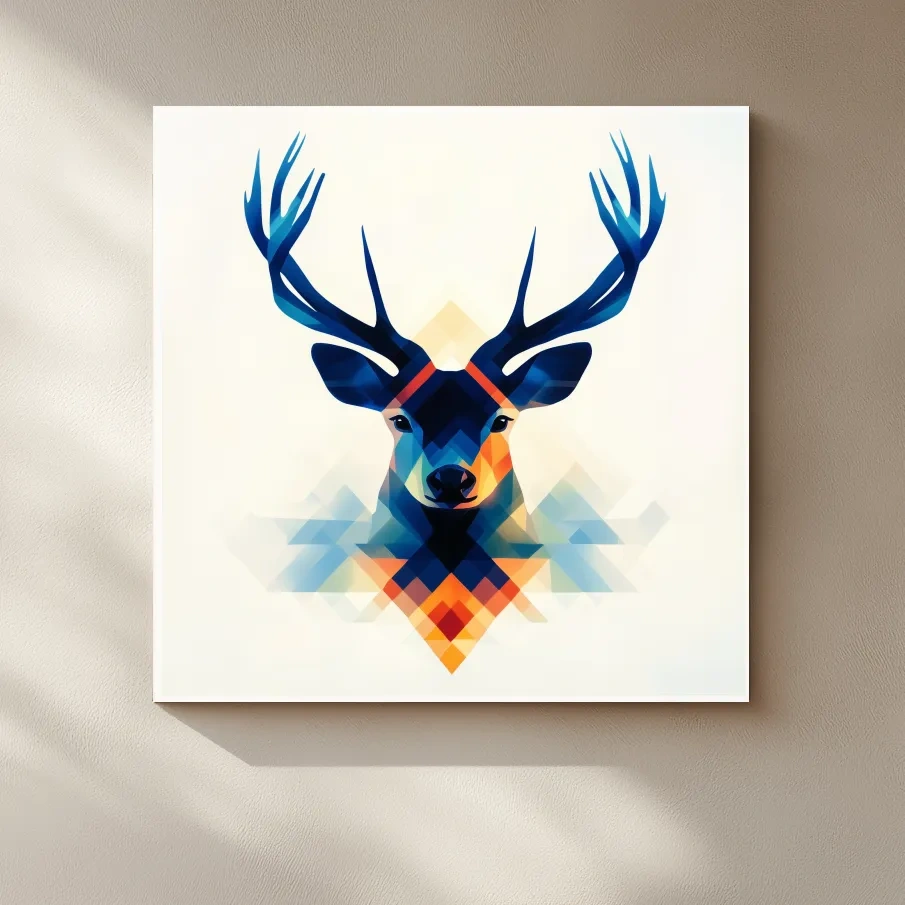 Colorful deer head illustration print wall art