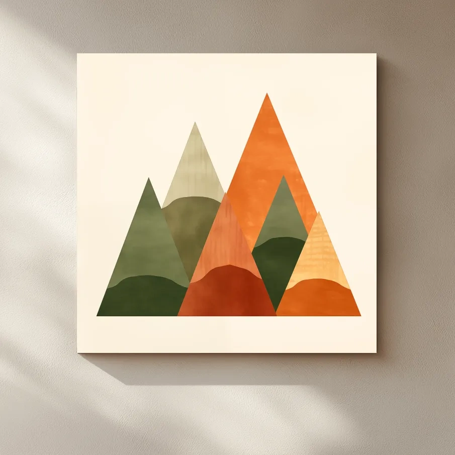 Rustic boho geometic mountain art illustration