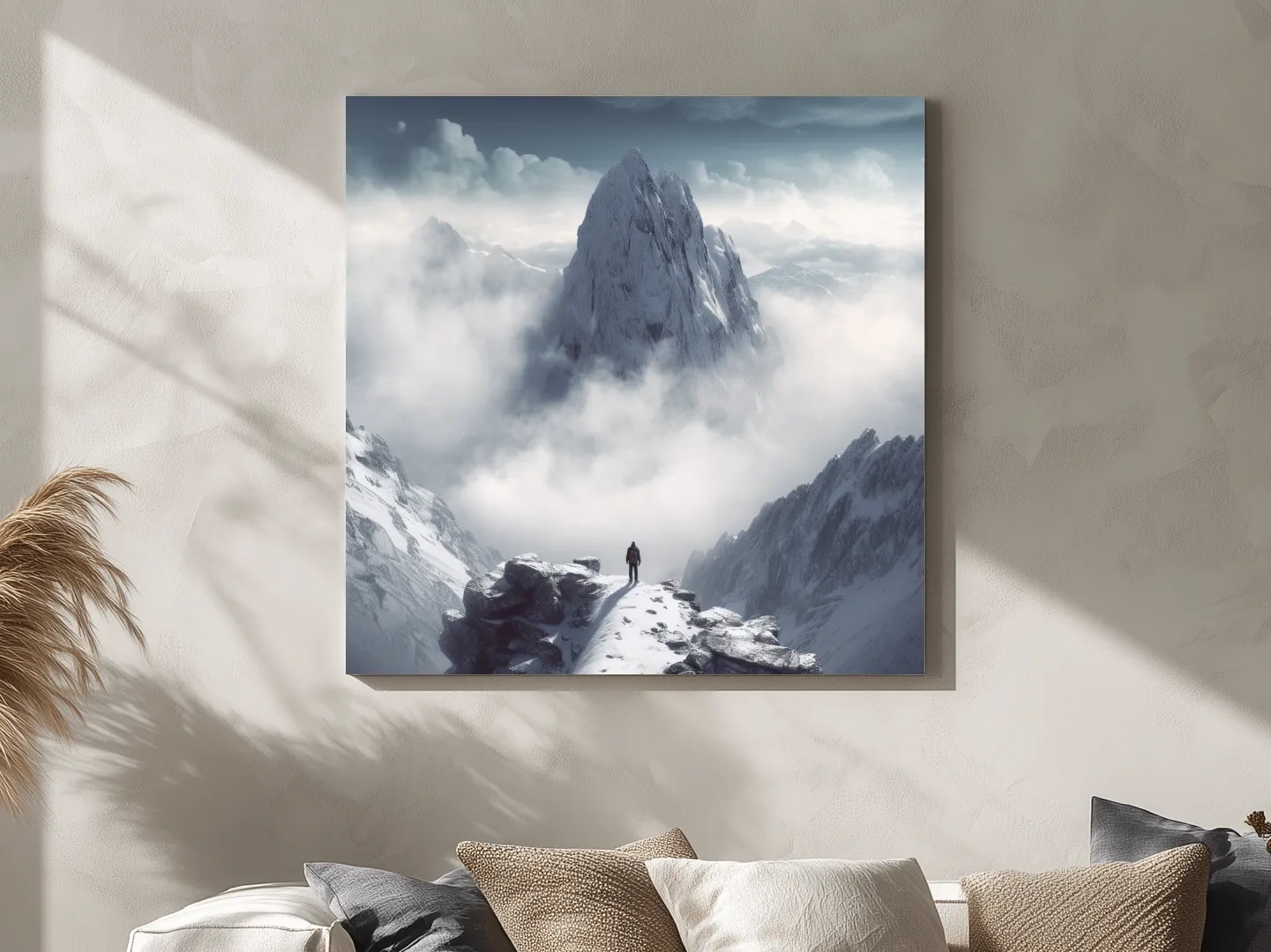 Epic Snowy Mountain Peak Above Clouds - Cinematic Alpine Landscape Wall Art