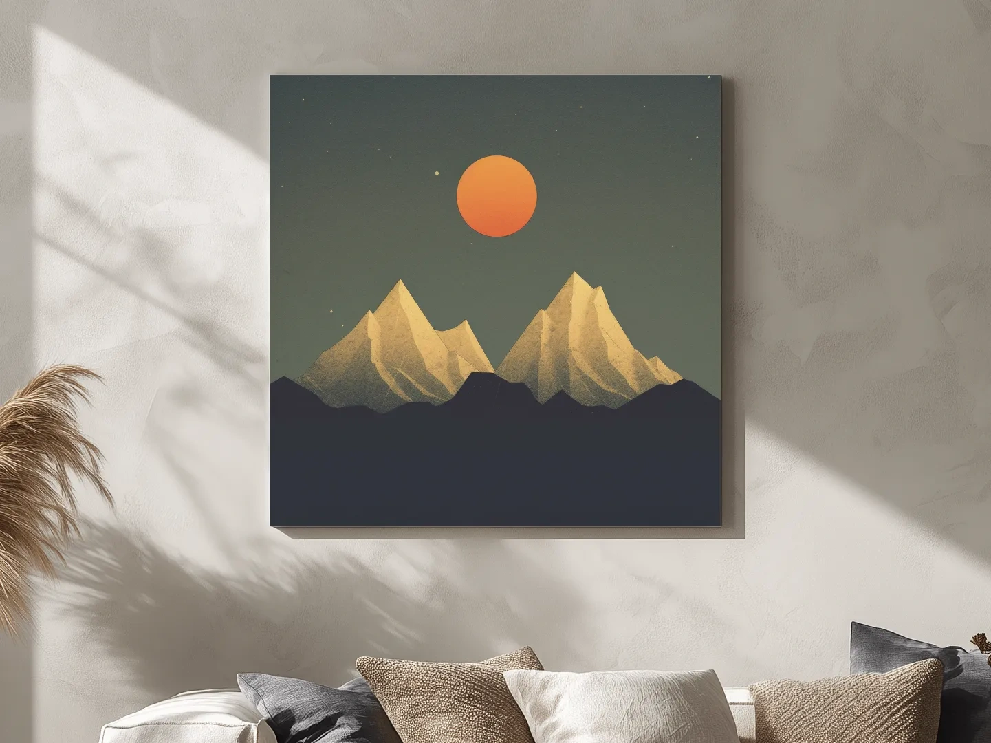Minimalist Alpine Mountain Sunset - Mid Century Landscape Wall Art