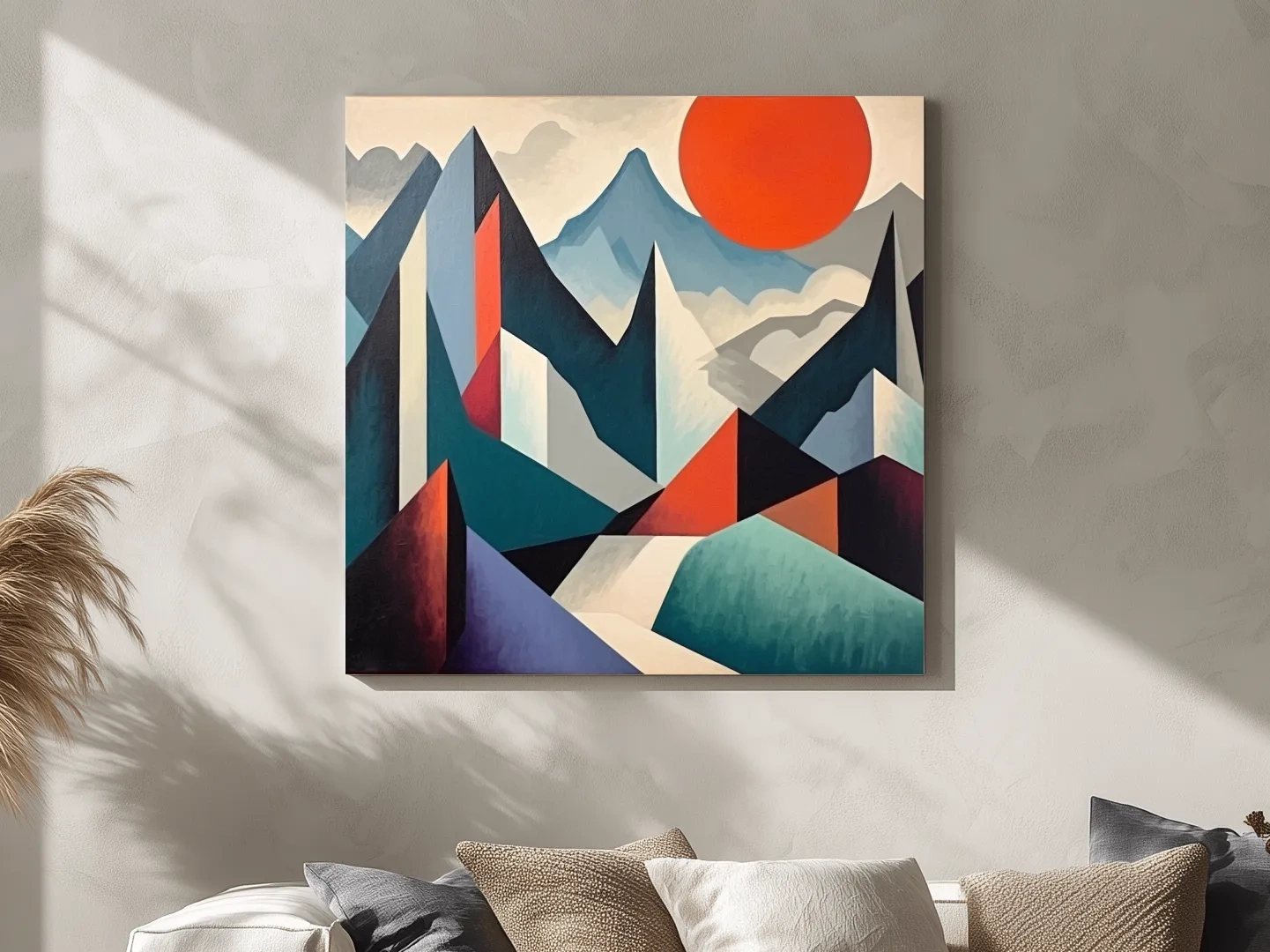 Abstract suprematism mountain painting