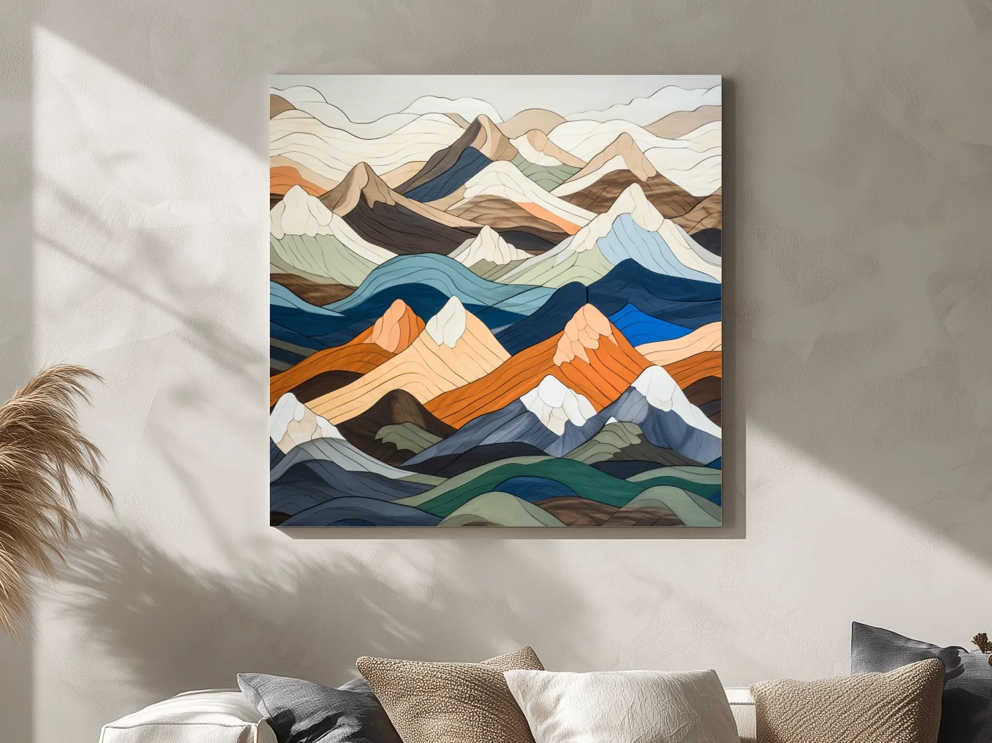 Layered Geometric Mountain Ranges - Modern Abstract Landscape Artwork