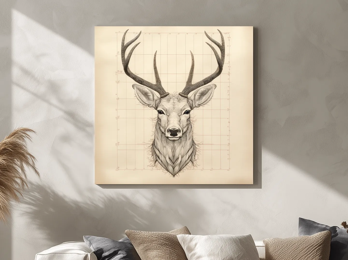 Vintage Deer Head Sketch Illustration - Rustic Wildlife Wall Art