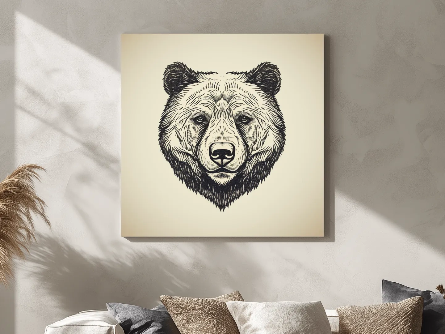 Vintage Grizzly Bear Line Drawing - Minimalist Wildlife Wall Art