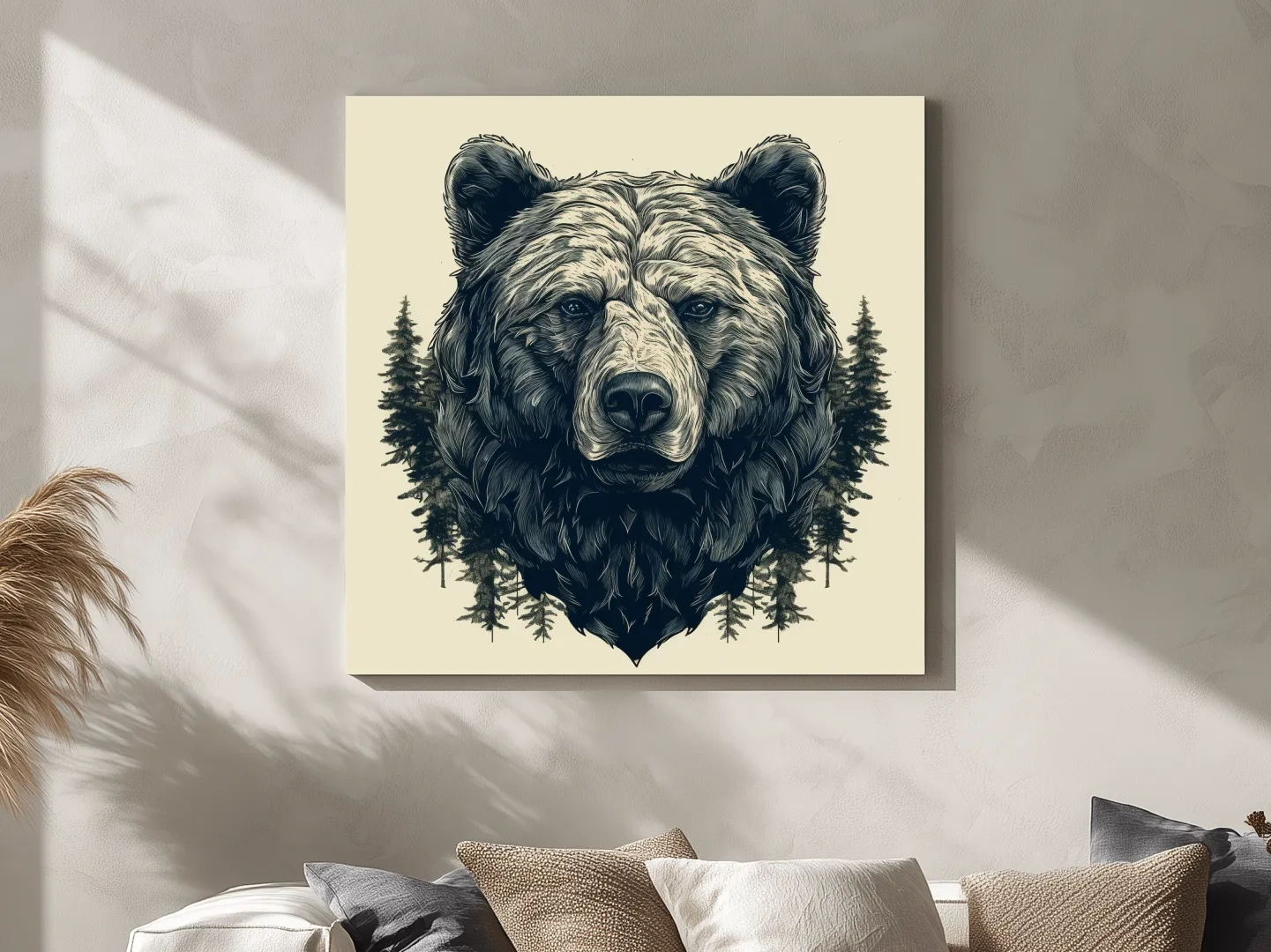 Grizzly Bear Portrait Illustration Artwork - Vintage Wilderness Forest Wall Art