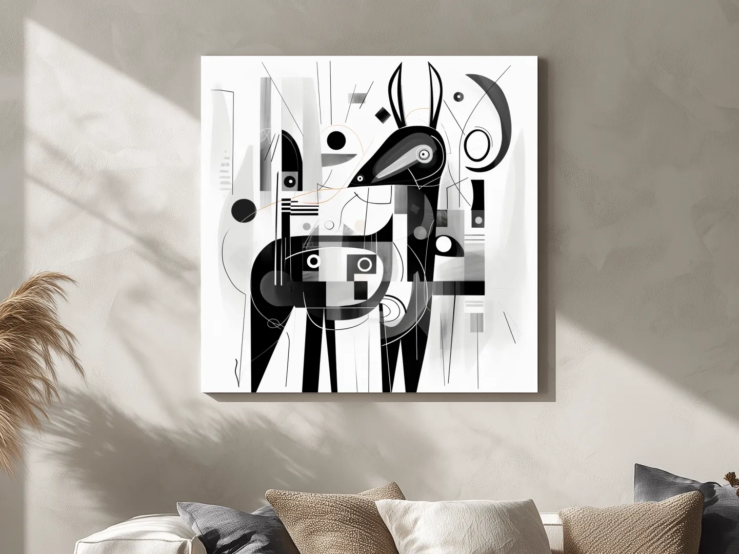 Abstract Geometric Deer Illustration - Mid Century Animal Wall Art