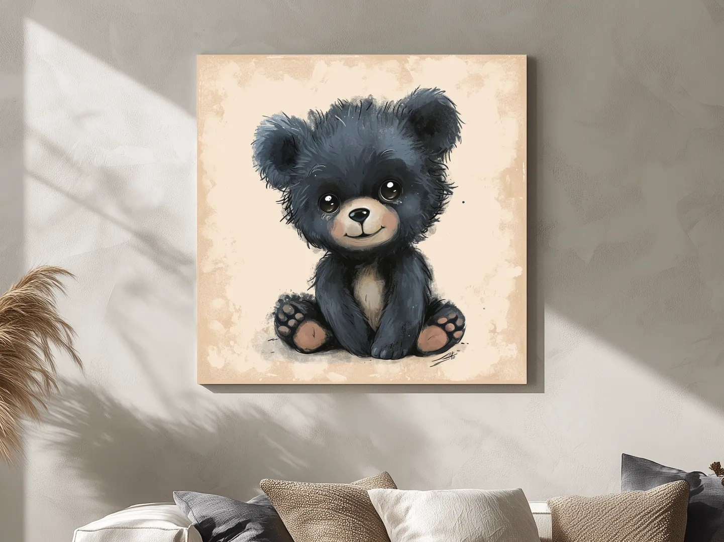 Cute Baby Bear Cub Painting - Whimsical Nursery Animal Wall Art