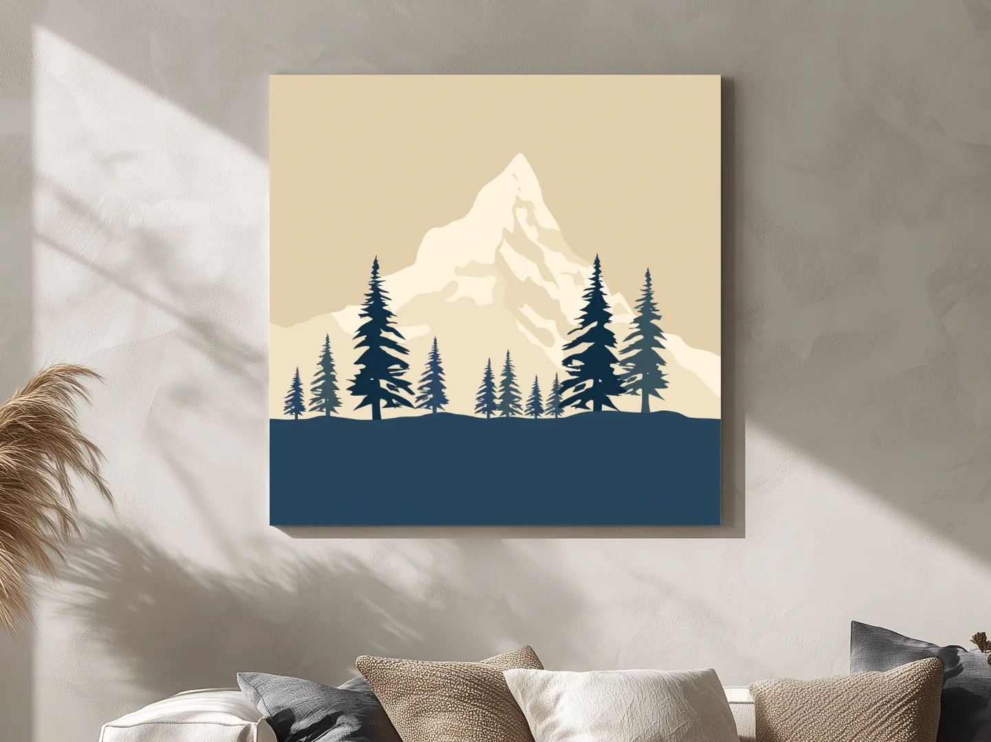 Minimalist Rustic Alpine Mountain Silhouette - Scandinavian Pine Forest Landscape Wall Art