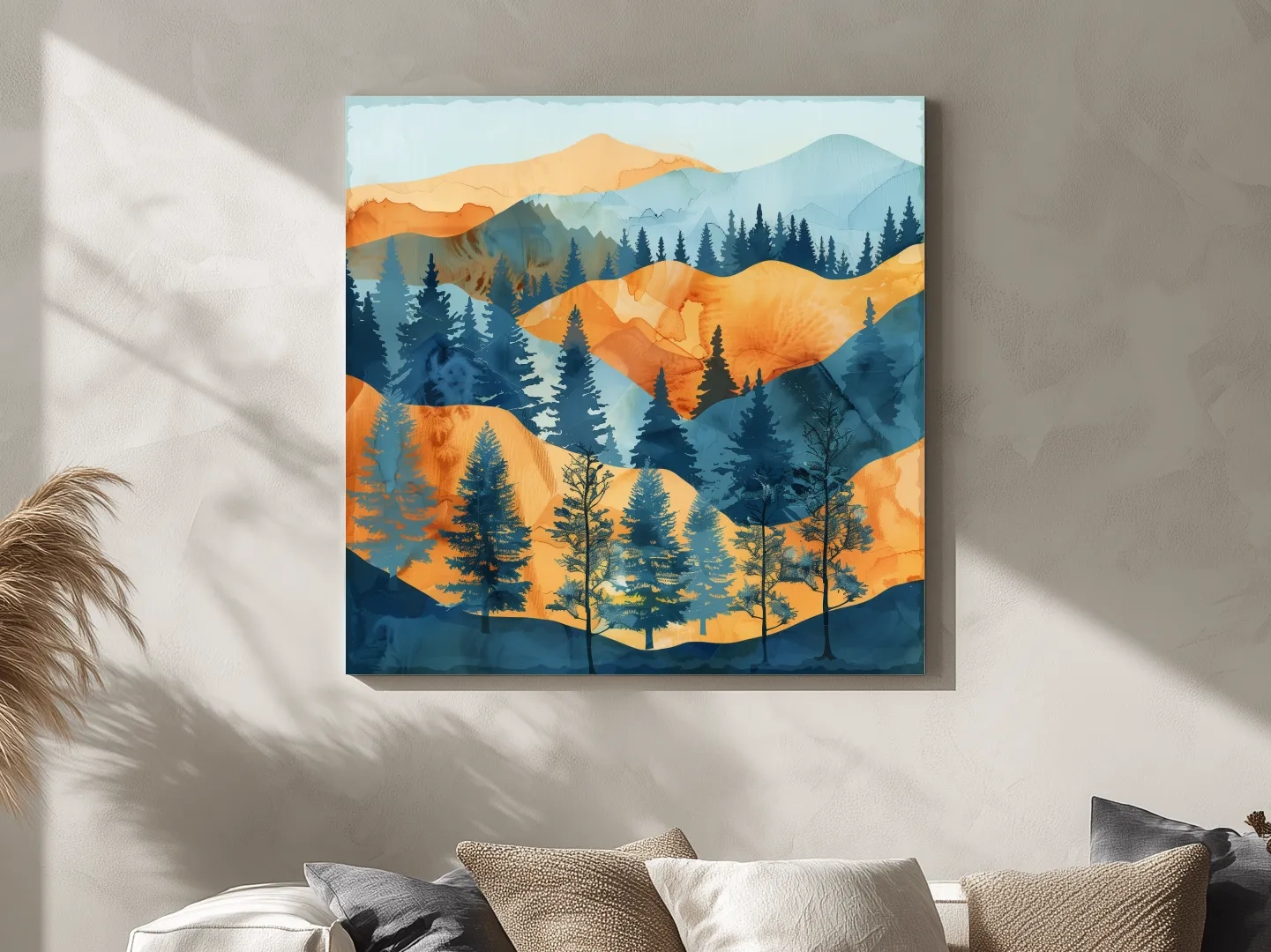 Abstract Alpine Mountain Forest Landscape - Modern Watercolor Style Wall Art