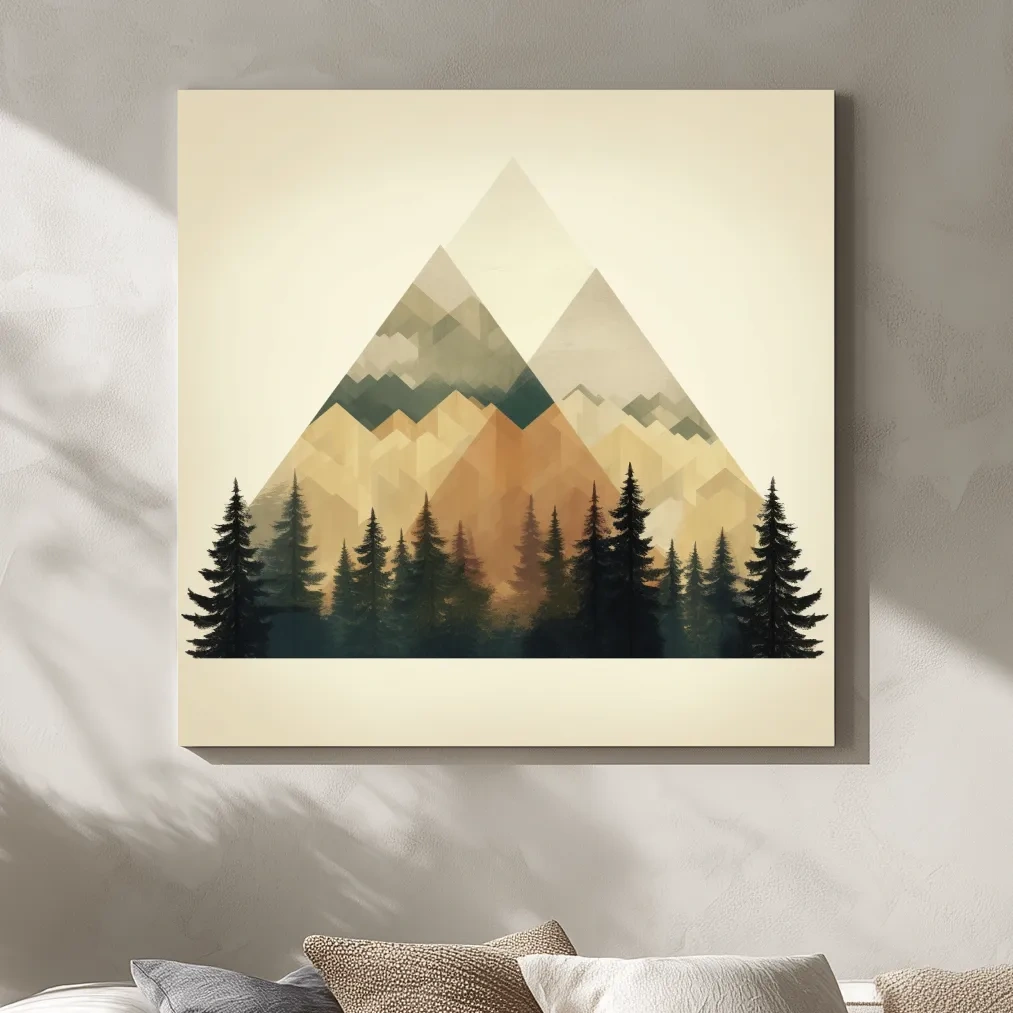 Minimal patterned mountain artwork