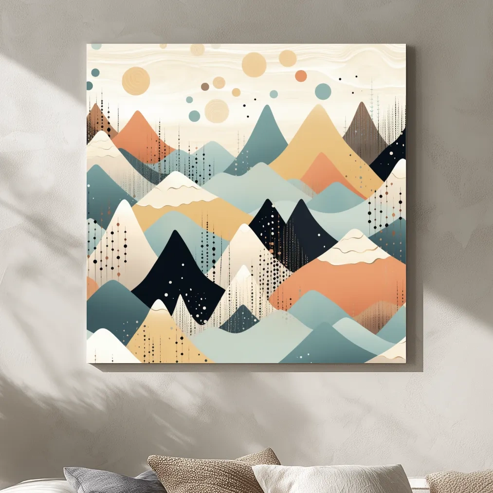 Abstract Pastel Geometric Mountain Landscape - Modern Bohemian Wall Art