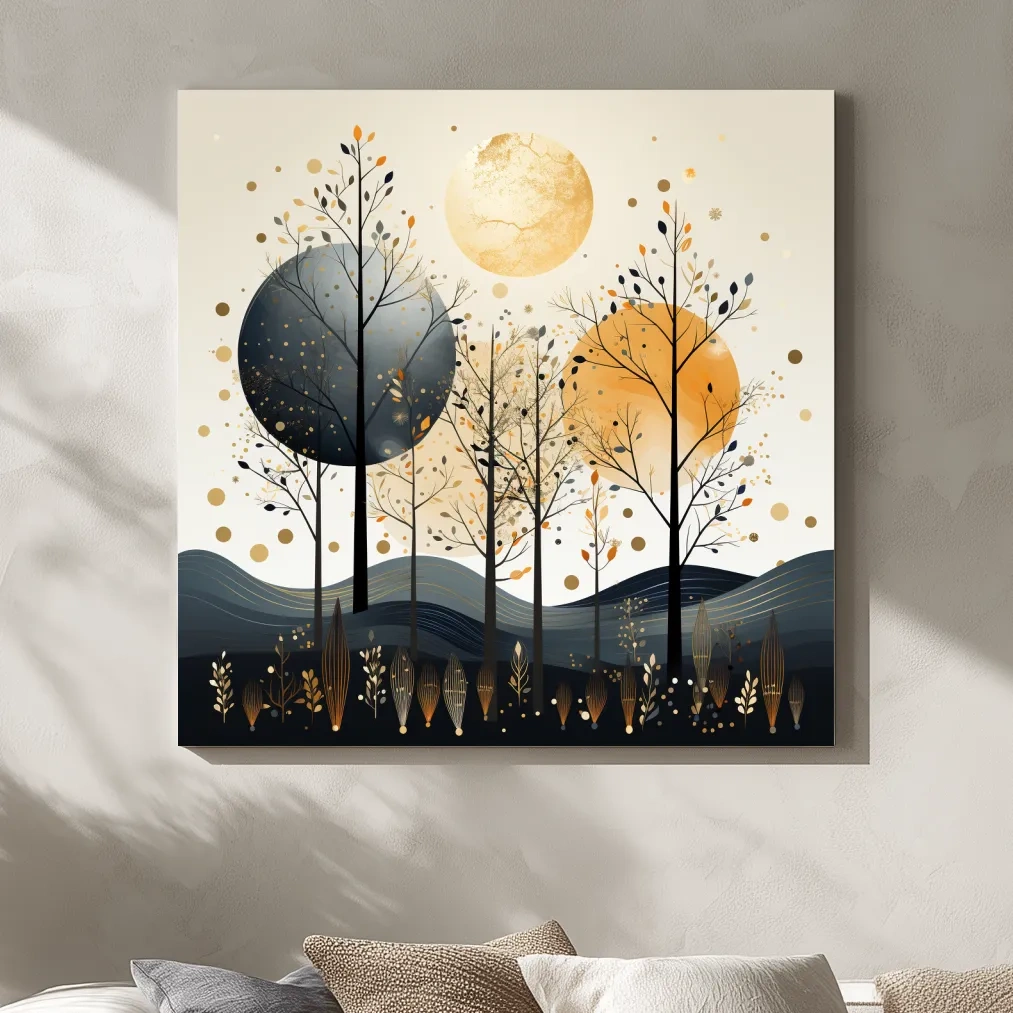 Surreal illustation of a chic boho forest