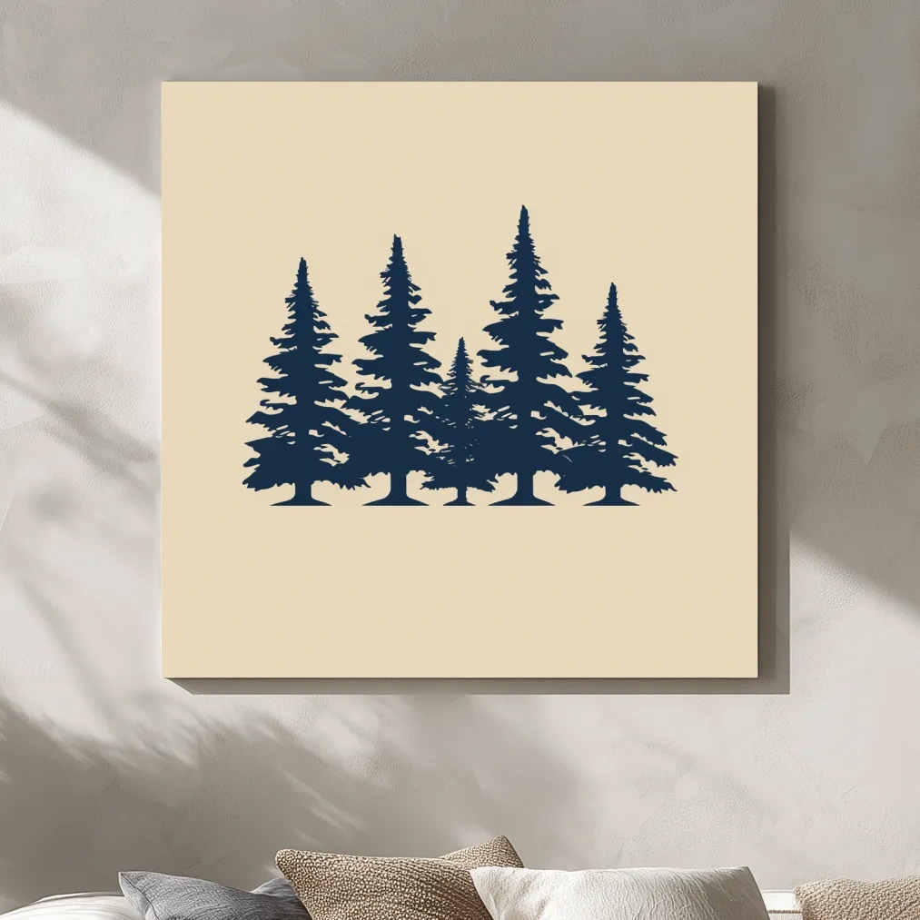 Minimal artwork, alpine treeline silhouette