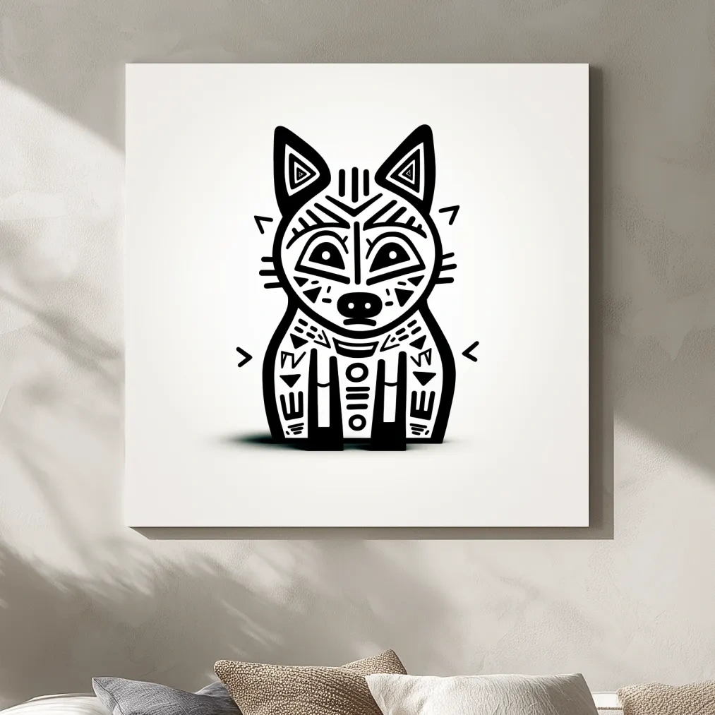 Outline of a cartoon fox, quirky doodle art