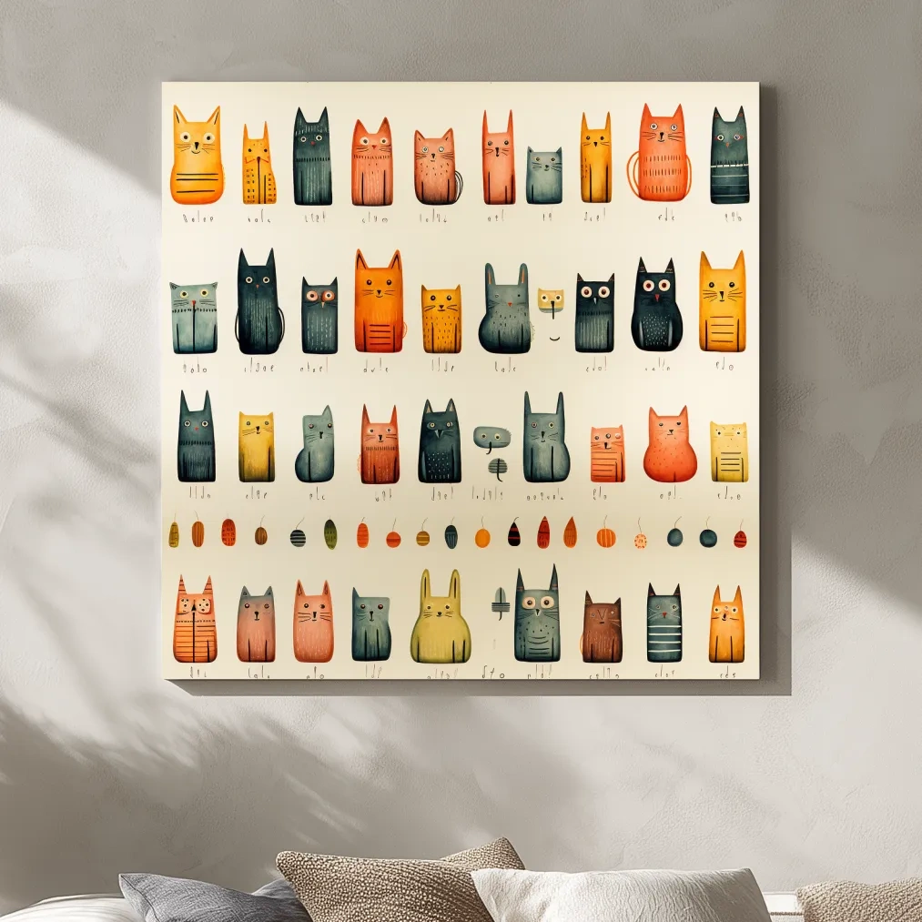 Quirky cats illustration artwork print