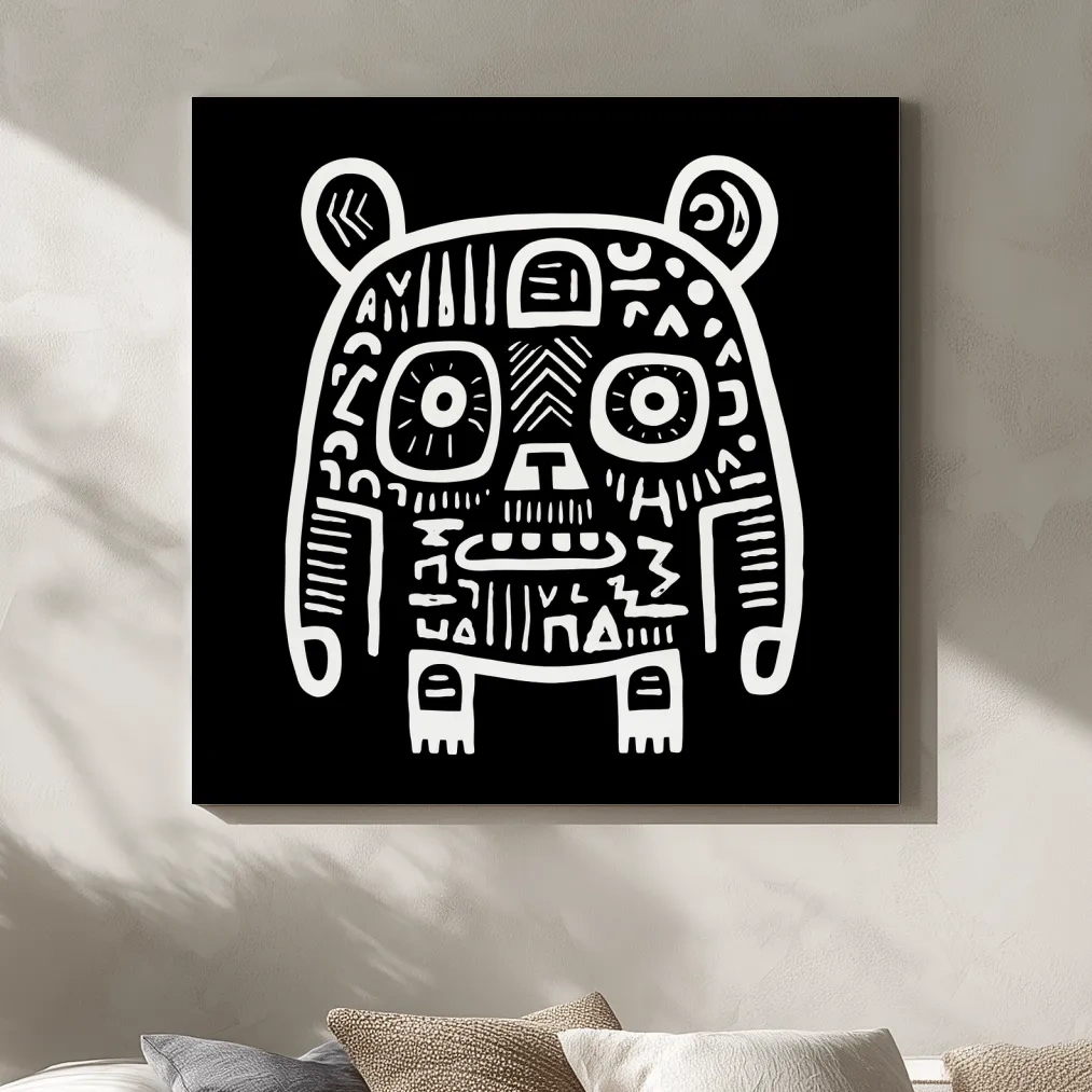 Bear artwork, quirky doodle style illustration