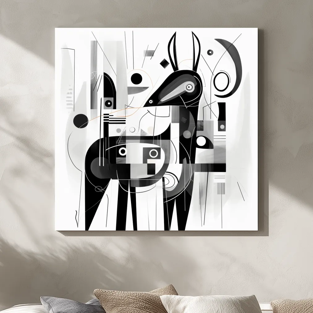 Abstract geometric painting of a deer