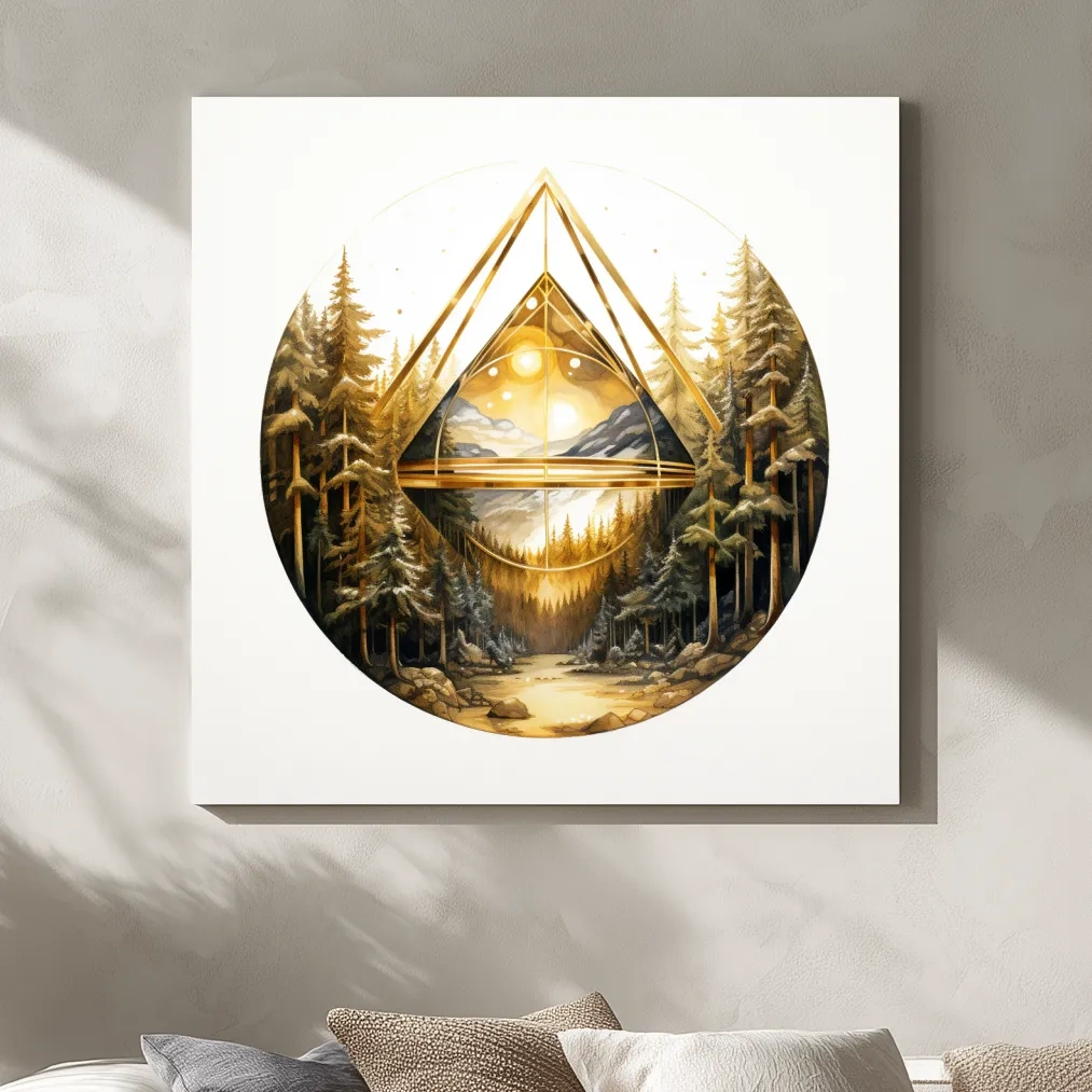 Elegant abstract golden forest painting