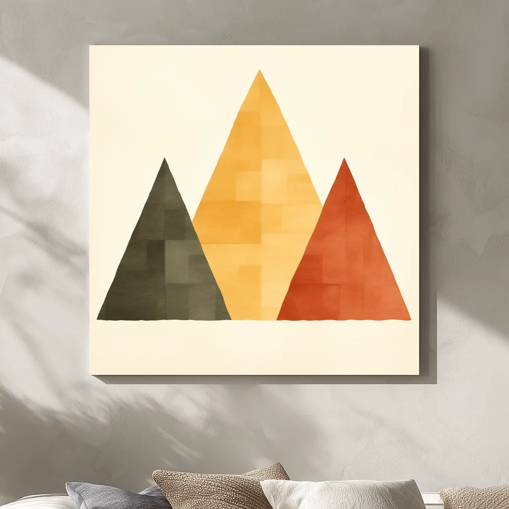 Minimal geometic mountain art, rustic boho style illustration