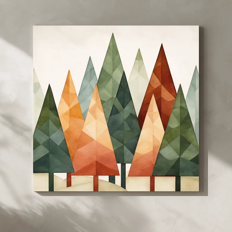 Rustic Watercolor Pine Forest - Scandinavian Nature Wall Art