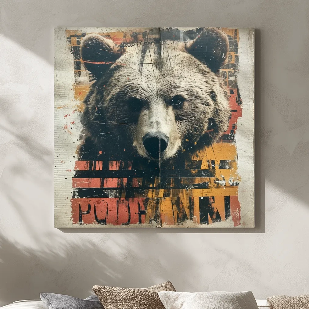 Grizzly bear collage artwork illustration