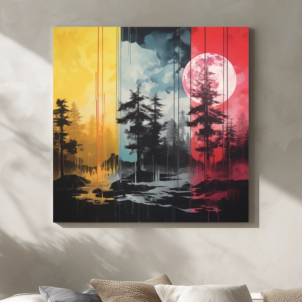Surreal moonlit forest artwork illustration