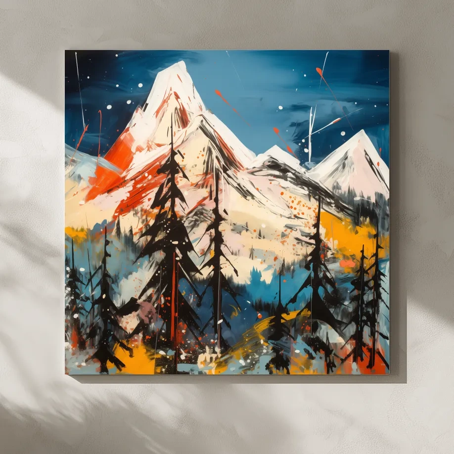 Vibrant Abstract Alpine Mountain Peaks - Bold Contemporary Painting Wall Art