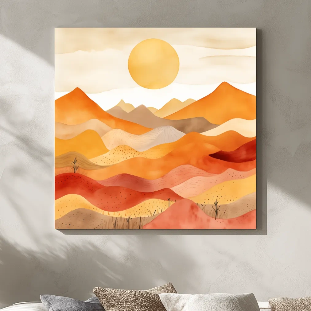 Watercolour style illustation of abstract mountain shapes