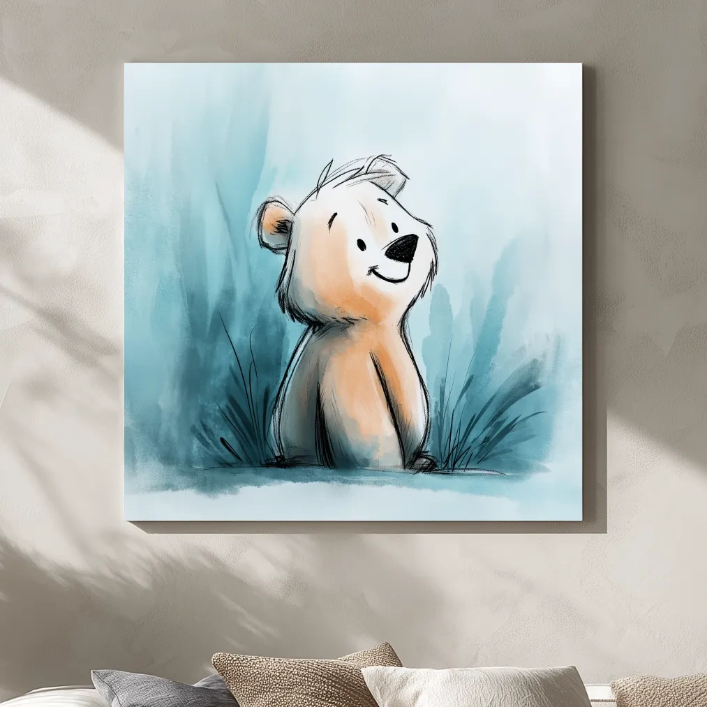 Cute Watercolor Bear Cub Illustration - Whimsical Nursery Animal Wall Art