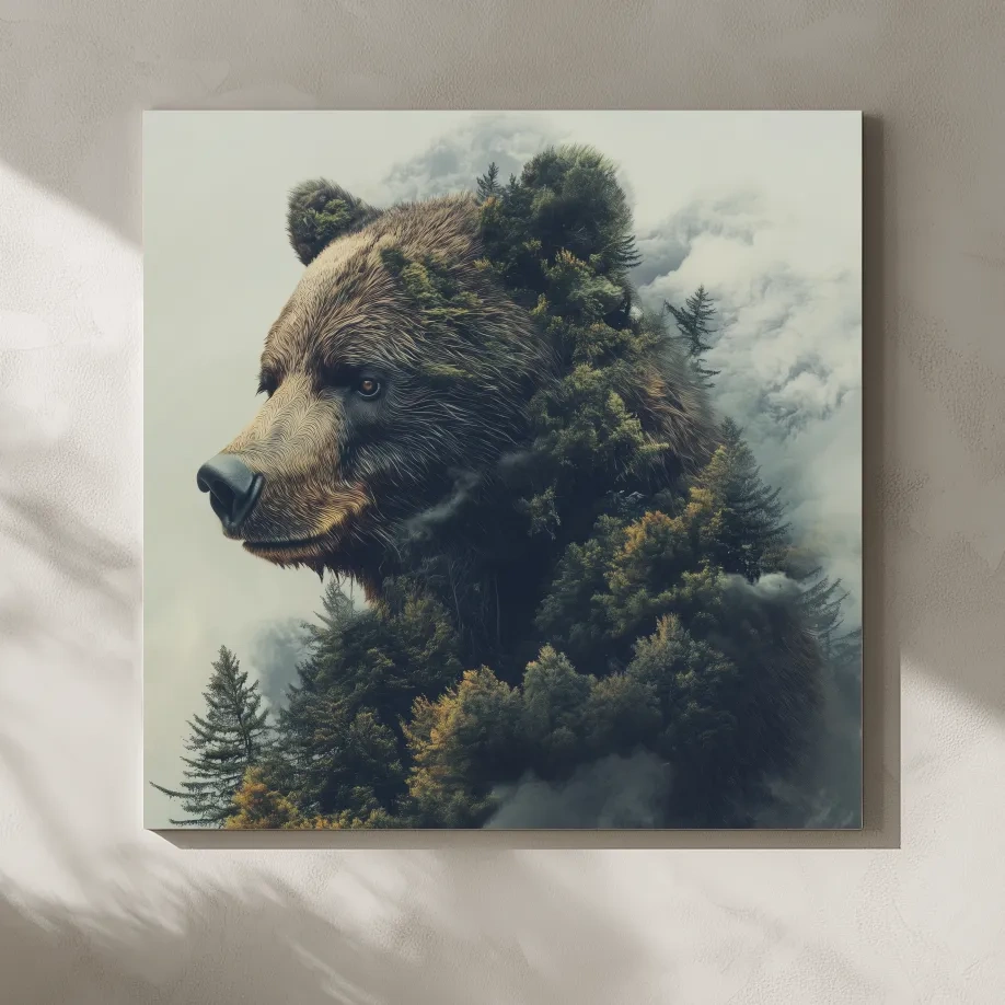 Surreal Grizzly Bear Forest - Wildlife Nature Wall Art