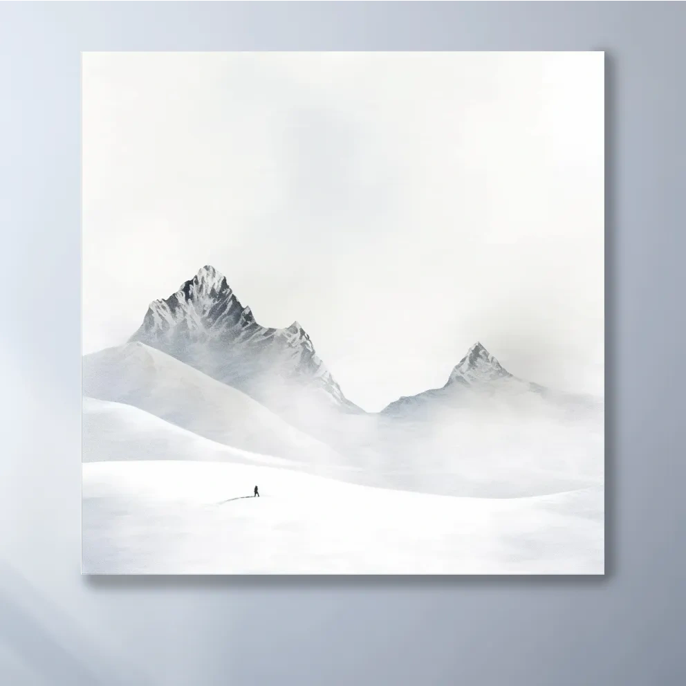 Black and White minimal mountain art
