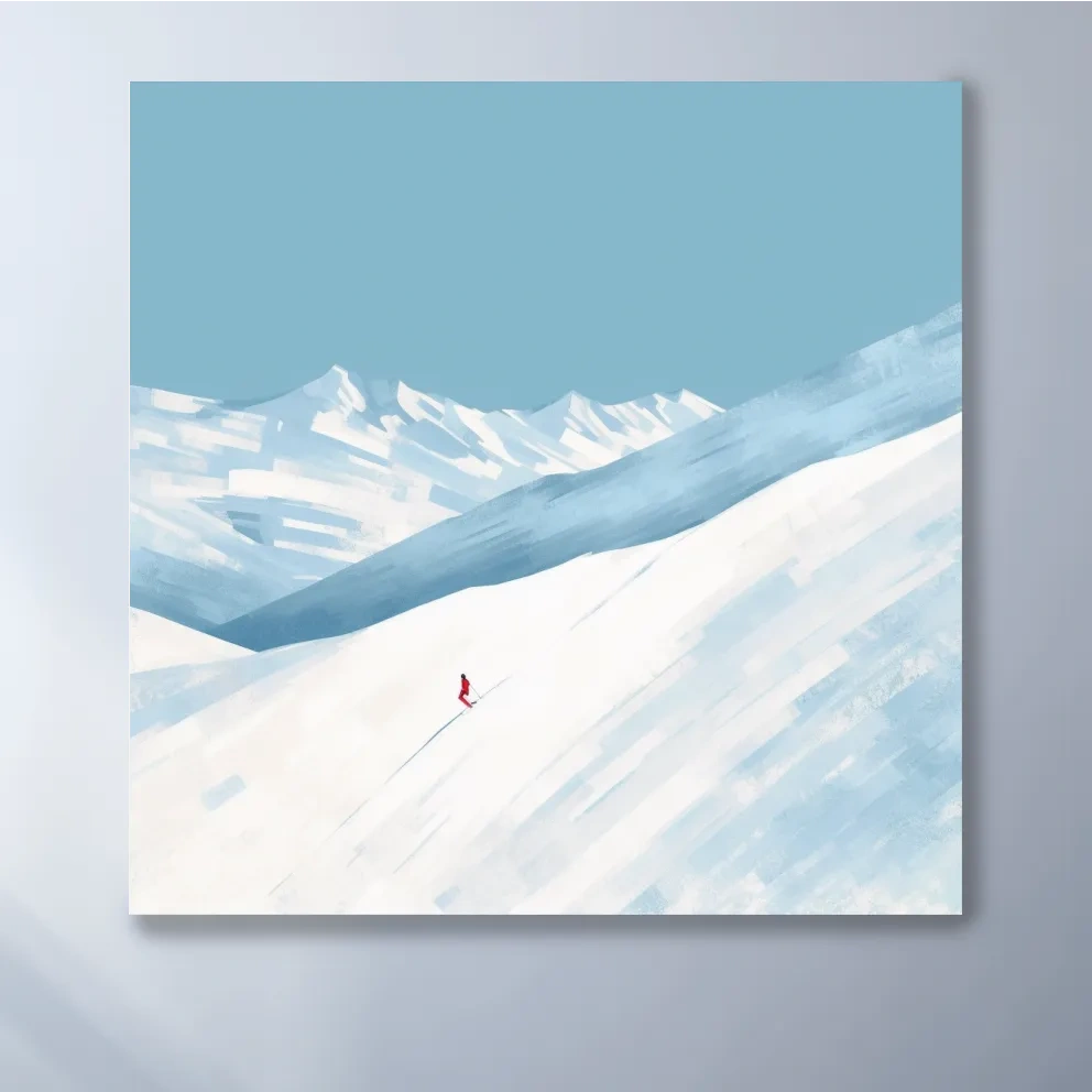Simplistic painting, skier sends a line