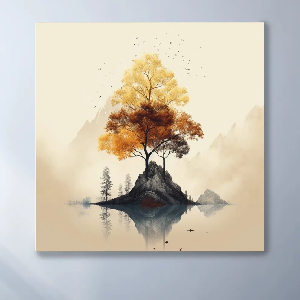 Minimal art, tree growing from rock