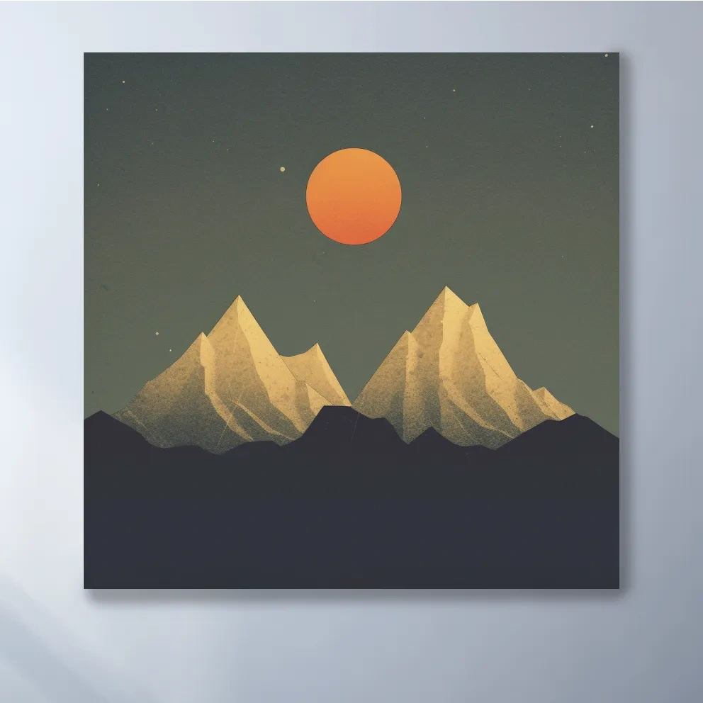 Minimal art of snow capped mountains
